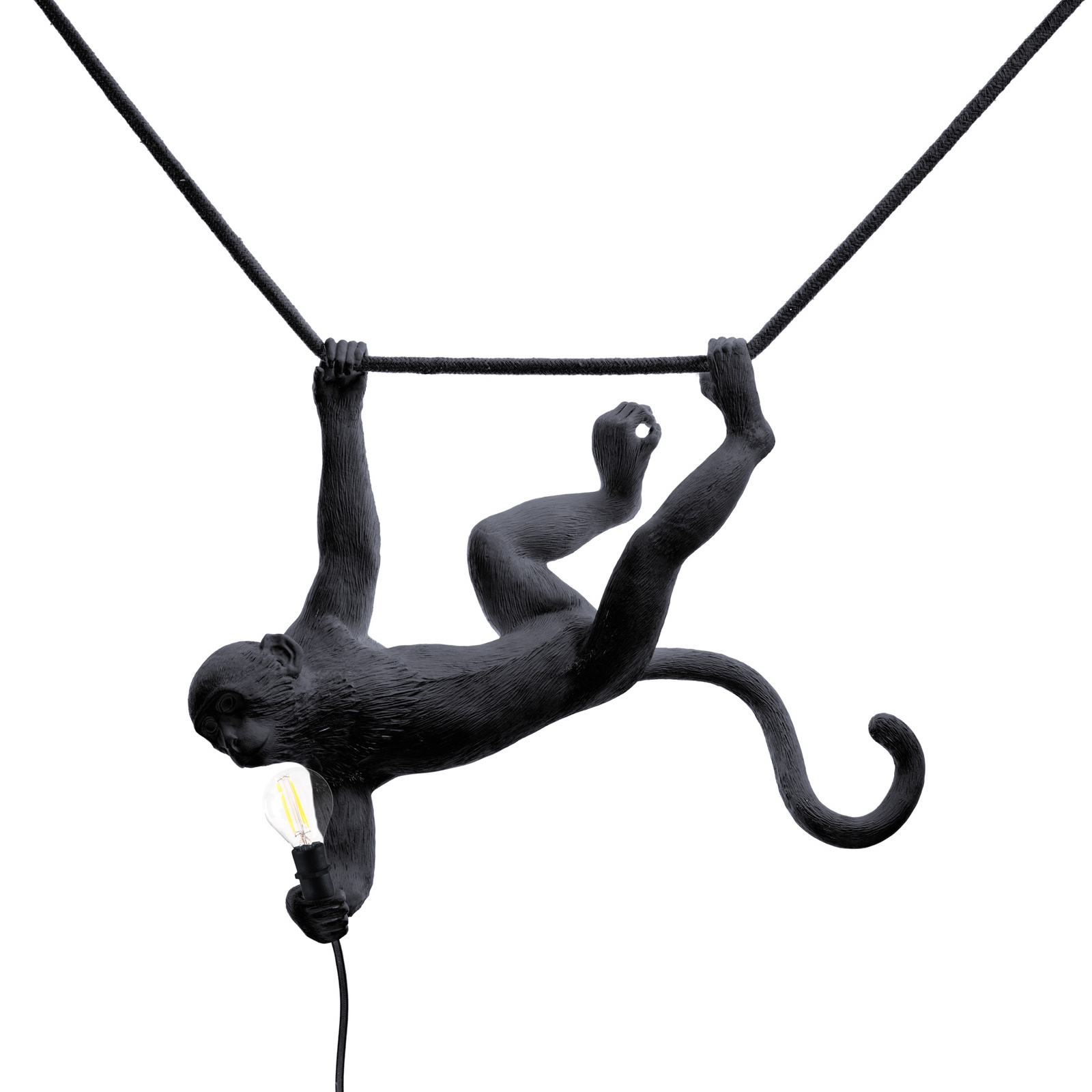 SELETTI Monkey Lamp, breedte 44 cm, zwart, stekker, IP44